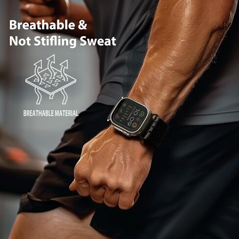ULTIMAL Apple Watch Band for Apple Watch Ultra/Ultra2 49mm/45mm/44mm/42mm Ultrawide Sport Nylon Band for iWatch Series 9/8/7/6/5/4/SE/SE2 for Women Men Hollow Out Breathable watch band (49/45/44/42mm, Black) in Saudi Arabia