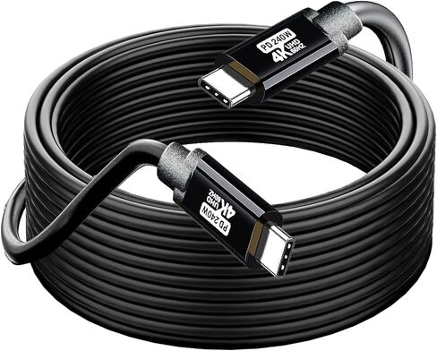 كابل USB C إلى USB C 25FT، 240W(5A) 4K60HZ USB3.2 GEN2x2، مخرج فيديو USBC شحن سريع ومزامنة لشاشة Xreal MacBook Pro iPad Pro iPhone 15 Pro Galaxy S22 المحمولة in Saudi Arabia
