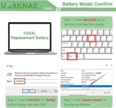 TI04XL M24563-005 Laptop Battery fit for HP Envy 17-CH 17-CH0027UR 17-CH0026UR 17M-CH0013DX 17.3" Series HSTNN-IB9T TIO4XL TI04055XL M24563-005 M24420-1C1 M24420-1D1 55.67Wh in Kuwait