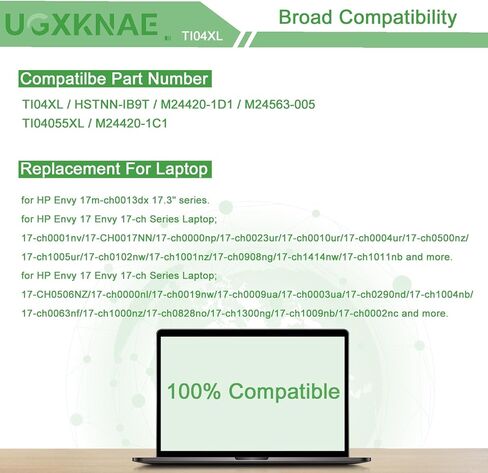 TI04XL M24563-005 Laptop Battery fit for HP Envy 17-CH 17-CH0027UR 17-CH0026UR 17M-CH0013DX 17.3" Series HSTNN-IB9T TIO4XL TI04055XL M24563-005 M24420-1C1 M24420-1D1 55.67Wh in Kuwait