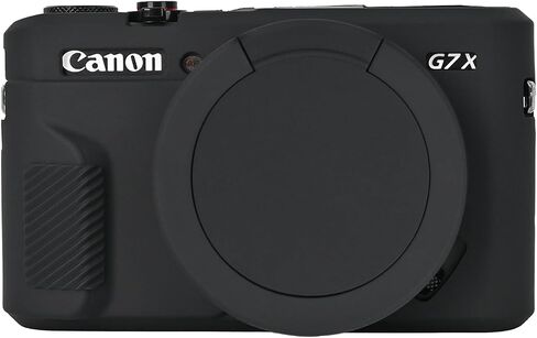 حافظة G7X Mark II، حافظة واقية لكاميرا Canon Powershot G7X Mark II الرقمية، غطاء عدسة قابل للإزالة، غطاء سيليكون ناعم للكاميرا، غطاء مطاطي واقٍ للجسم - أسود in Kuwait