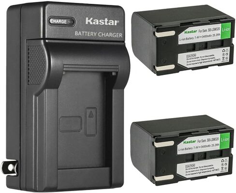 Kastar 4 عبوات SB-LSM320 بطارية وشاحن حائط تيار متردد بديل لـ Samsung SC-D357، SC-D362، SC-D363، SC-D364، SC-D365، SC-D366، SC-D371، SC-D372، SC-D375 ، SC-D453، SC-D455، SC-D457، SC-D557 الكاميرا in Saudi Arabia