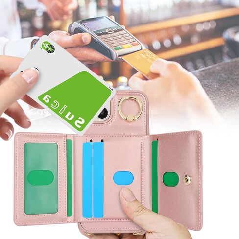 for iPhone 15 Plus Case with Card Holder for Women, for iPhone 15 Plus Phone Case Wallet with Strap Credit Card Slots Crossbody with Kickstand Zipper Case for iPhone15Plus-Rose Gold in Kuwait