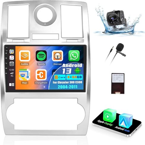 CAMECHO Radio for Chrysler 300C 300 2004-2011, Android 13 Car Stereo with Wireless Carplay & Android Auto, 2+32G 9" Touch Screen Car Radio with Bluetooth, FM/RDS,DSP, GPS, WiFi, AHD Backup Camera in Saudi Arabia