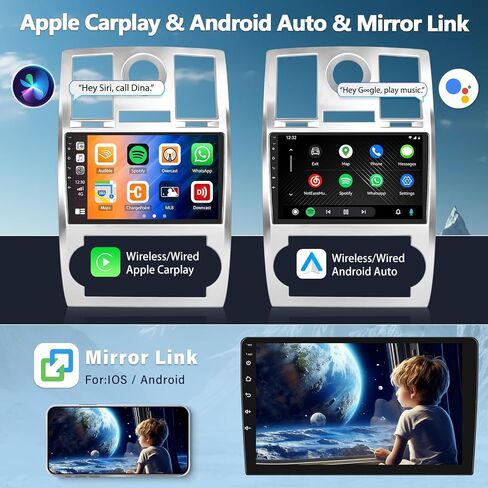 CAMECHO Radio for Chrysler 300C 300 2004-2011, Android 13 Car Stereo with Wireless Carplay & Android Auto, 2+32G 9" Touch Screen Car Radio with Bluetooth, FM/RDS,DSP, GPS, WiFi, AHD Backup Camera in Saudi Arabia