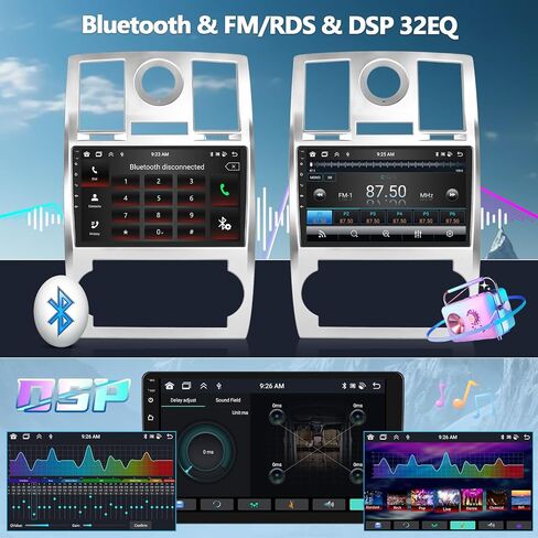 CAMECHO Radio for Chrysler 300C 300 2004-2011, Android 13 Car Stereo with Wireless Carplay & Android Auto, 2+32G 9" Touch Screen Car Radio with Bluetooth, FM/RDS,DSP, GPS, WiFi, AHD Backup Camera in Saudi Arabia