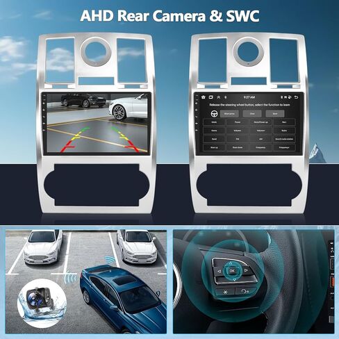 CAMECHO Radio for Chrysler 300C 300 2004-2011, Android 13 Car Stereo with Wireless Carplay & Android Auto, 2+32G 9" Touch Screen Car Radio with Bluetooth, FM/RDS,DSP, GPS, WiFi, AHD Backup Camera in Saudi Arabia