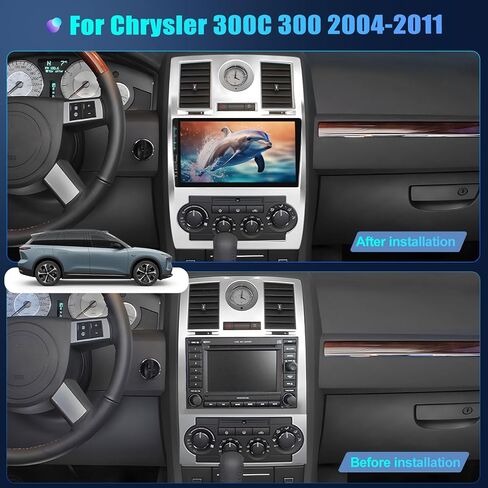 راديو CAMECHO لكرايسلر 300C 300 2004-2011، ستيريو سيارة Android 13 مع Carplay لاسلكي وAndroid Auto، 2+32G 9 بوصة راديو سيارة بشاشة تعمل باللمس مع بلوتوث، FM/RDS، DSP، GPS، WiFi، كاميرا احتياطية AHD in Saudi Arabia