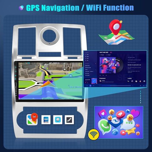 راديو CAMECHO لكرايسلر 300C 300 2004-2011، ستيريو سيارة Android 13 مع Carplay لاسلكي وAndroid Auto، 2+32G 9 بوصة راديو سيارة بشاشة تعمل باللمس مع بلوتوث، FM/RDS، DSP، GPS، WiFi، كاميرا احتياطية AHD in Saudi Arabia