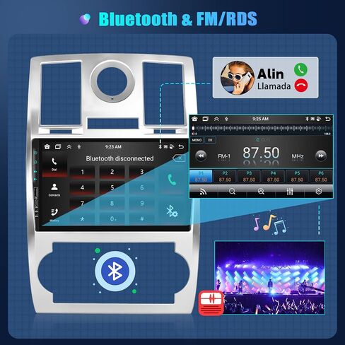 راديو CAMECHO لكرايسلر 300C 300 2004-2011، ستيريو سيارة Android 13 مع Carplay لاسلكي وAndroid Auto، 2+32G 9 بوصة راديو سيارة بشاشة تعمل باللمس مع بلوتوث، FM/RDS، DSP، GPS، WiFi، كاميرا احتياطية AHD in Saudi Arabia
