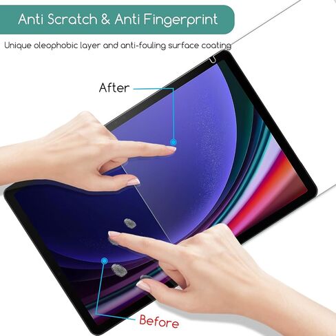 واقي شاشة من الزجاج المقوى مكون من قطعتين لجهاز Samsung Galaxy Tab S10 (11 بوصة 2024) / Galaxy Tab S9 (11 بوصة 2023) / Galaxy Tab S9 FE (10.9 بوصة)، متوافق مع قلم S، صلابة 9H، مضاد للخدوش in Saudi Arabia