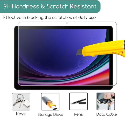 واقي شاشة من الزجاج المقوى مكون من قطعتين لجهاز Samsung Galaxy Tab S10 (11 بوصة 2024) / Galaxy Tab S9 (11 بوصة 2023) / Galaxy Tab S9 FE (10.9 بوصة)، متوافق مع قلم S، صلابة 9H، مضاد للخدوش in Saudi Arabia