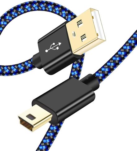 كابل SCOVEE Mini USB مضفر بطول 6 أقدام من النوع A ذكر إلى Mini B سلك شحن بيانات لـ GoPro Hero 3+، سلك وحدة تحكم Sony PS3، مشغلات MP3، Garmin، Dash Cam، PDA، شاحن كاميرا Canon PowerShot Rebel ELPH in Kuwait