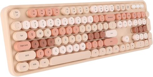 ASHATA 104 Keys Keyboard Mouse Combo with 5 Buttons Cute Sweet Mixed Color USB Desktop Game Keyboard Mouse Kit for Home Office Work, Suitable for Girls (Sweet Milk Tea Color in Saudi Arabia