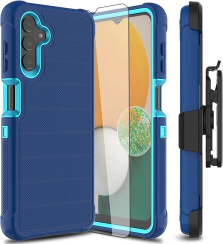 for Galaxy A13 5G Case, for Galaxy A04S Case with TPU Screen Protector, [Holster Series] Heavy Duty Protective Phone Cover with Kickstand Belt Clip Case for Samsung Galaxy A13 5G (Blue) in Saudi Arabia