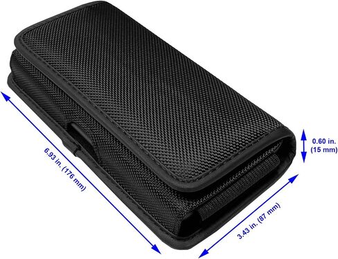 Nylon Cellphone Holster for Cricket Dream 5G, Ovation 3, Motivate Max, Nokia X100, TCL Stylus 5G, S22/Note20 Ultra - Horizontal Case Canvas Waist Carrying Pouch with Belt Clip/Loops, Black in Saudi Arabia