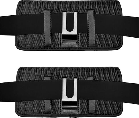 Nylon Cellphone Holster for Cricket Dream 5G, Ovation 3, Motivate Max, Nokia X100, TCL Stylus 5G, S22/Note20 Ultra - Horizontal Case Canvas Waist Carrying Pouch with Belt Clip/Loops, Black in Saudi Arabia