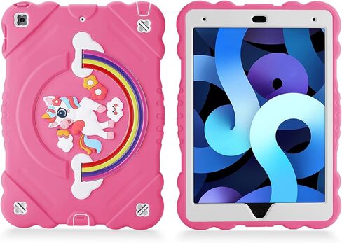 حافظة XZC لجهاز iPad 9th/8th/7th Generation 2021/2020/2019 (10.2 بوصة)، حافظة حماية شديدة التحمل مضادة للصدمات مع حزام حامل مدمج للأطفال والفتيات والنساء (وردي) in Kuwait