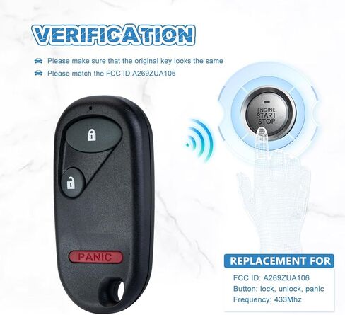 استبدال جهاز التحكم عن بعد للدخول بدون مفتاح لسيارة هوندا أكورد 1994-1997 1996-2000 سيفيك مفتاح السيارة فوب A269ZUA106 (1) in Kuwait
