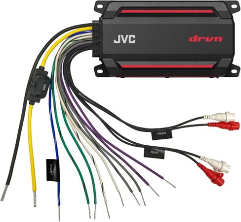 JVC Single DIN in-Dash Marine Bluetooth USB/AUX CD Stereo Receiver, 6X 6.5 100 Watt Peak Power Black Speakers, 600 Watt 4-Channel Amplifier w/Wiring Kit, Satellite Tuner with Antenna in Saudi Arabia