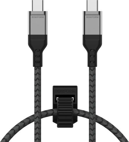 Rokform - PowerTrip 100W USB-C Charging Cable, 0.5m (1.6 ft), Fast Charging Braided Cable, 5,000 Bend Tested, for iPhone 15s, Galaxy S23s, or Any USB C compatible device (Black and Grey) in Kuwait
