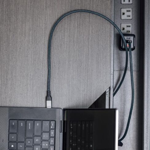 Rokform - PowerTrip 100W USB-C Charging Cable, 0.5m (1.6 ft), Fast Charging Braided Cable, 5,000 Bend Tested, for iPhone 15s, Galaxy S23s, or Any USB C compatible device (Black and Grey) in Kuwait
