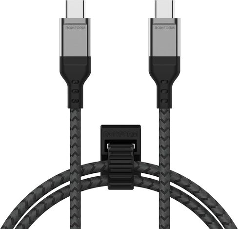 Rokform - PowerTrip 100W USB-C Charging Cable, 0.5m (1.6 ft), Fast Charging Braided Cable, 5,000 Bend Tested, for iPhone 15s, Galaxy S23s, or Any USB C compatible device (Black and Grey) in Kuwait