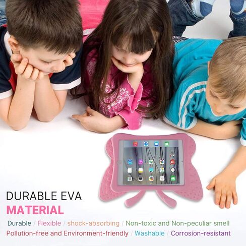 Compatible with iPad 9 8 10.2 3D Cute Butterfly Case for Kids case with Stand Light EVA Shockproof Rugged Heavy Duty Kid Friendly Tablet Case for iPad 10.2 8th 9th Generation (Pink) in Kuwait