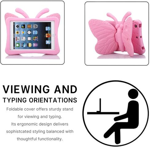 Compatible with iPad 9 8 10.2 3D Cute Butterfly Case for Kids case with Stand Light EVA Shockproof Rugged Heavy Duty Kid Friendly Tablet Case for iPad 10.2 8th 9th Generation (Pink) in Kuwait