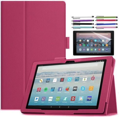 حافظة EpicGadget لهاتف Amazon Fire HD 8 / Fire HD 8 Plus (الجيل الثاني عشر، إصدار 2022) - غطاء حامل قابل للطي خفيف الوزن لتنشيط/النوم التلقائي من جلد البولي يوريثان + واقي شاشة واحد وقلم (بنفسجي) in Saudi Arabia