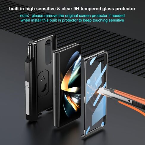 [إصدار محدث] متوافق مع حافظة Samsung Galaxy Z Fold 3 [مدمج في حامل قلم S مخفي لتجنب فقدان القلم] [جلد على الظهر] [واقي شاشة] [حماية المفصلات] غطاء 5G 2021 - فضي in Kuwait