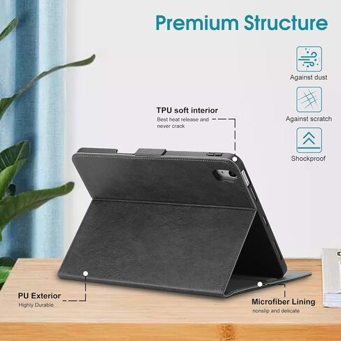 ProCase for iPad Air 11 Inch 2024 / iPad Air 5 2022 / Air 4 2020 Case 10.9 [Support Pencil 2 Charging], Leather Stand Folio Protective Cover Case with Pencil Holder for iPad Air 10.9/11 Inch -Black in Saudi Arabia