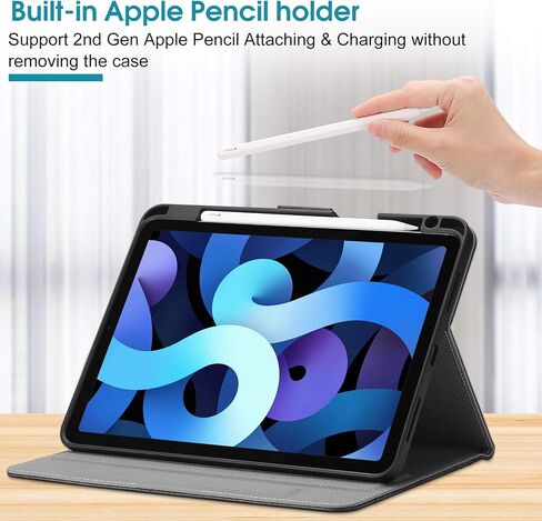 ProCase for iPad Air 11 Inch 2024 / iPad Air 5 2022 / Air 4 2020 Case 10.9 [Support Pencil 2 Charging], Leather Stand Folio Protective Cover Case with Pencil Holder for iPad Air 10.9/11 Inch -Black in Saudi Arabia