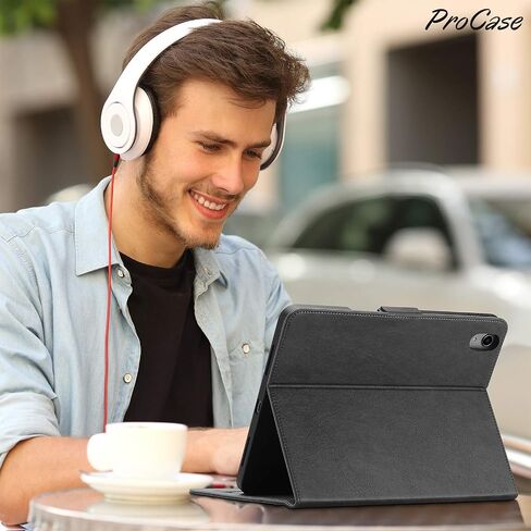 ProCase for iPad Air 11 Inch 2024 / iPad Air 5 2022 / Air 4 2020 Case 10.9 [Support Pencil 2 Charging], Leather Stand Folio Protective Cover Case with Pencil Holder for iPad Air 10.9/11 Inch -Black in Saudi Arabia