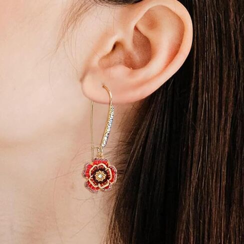 أقراط زهرة، أقراط الخشخاش، أقراط نباتية مصنوعة يدويًا، أقراط متدلية على شكل زهور ملونة، أقراط متدلية للربيع والصيف، لا تسبب الحساسية، مجوهرات Hoilday in Kuwait