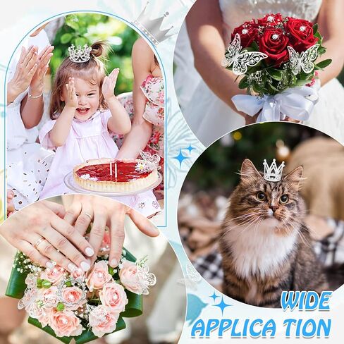 cridoz Gold Crowns for Flower Bouquets, Flower Bouquet Accessories Including 4 Pcs Cake Crown Topper, 12 Pcs Butterfly Decorations and 50 Pcs Flower Pins for Birthday Wedding Baby Shower in Saudi Arabia