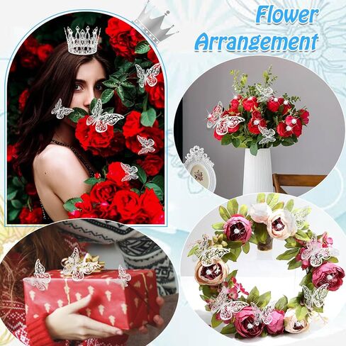 cridoz Gold Crowns for Flower Bouquets, Flower Bouquet Accessories Including 4 Pcs Cake Crown Topper, 12 Pcs Butterfly Decorations and 50 Pcs Flower Pins for Birthday Wedding Baby Shower in Saudi Arabia