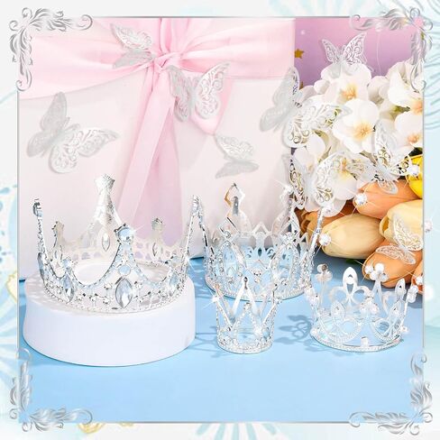 cridoz Gold Crowns for Flower Bouquets, Flower Bouquet Accessories Including 4 Pcs Cake Crown Topper, 12 Pcs Butterfly Decorations and 50 Pcs Flower Pins for Birthday Wedding Baby Shower in Saudi Arabia