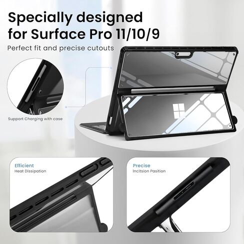 حافظة Omnpak Microsoft Surface Pro 11/10/9 مقاس 13 بوصة، غطاء واقٍ متين متعدد الزوايا مقاوم للصدمات متوافق مع لوحة مفاتيح غطاء النوع لجهاز Surface 11th Edition AI 2024/Pro 10 Business/Pro 9 2022 in Kuwait