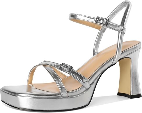 SAMMITOP Platform Heels for Women High Block Chunky Heeled Sandals Open Square Toe Cross Strappy Heels Fashion Wedding Party Dress Shoes 3.5 Inch in Saudi Arabia