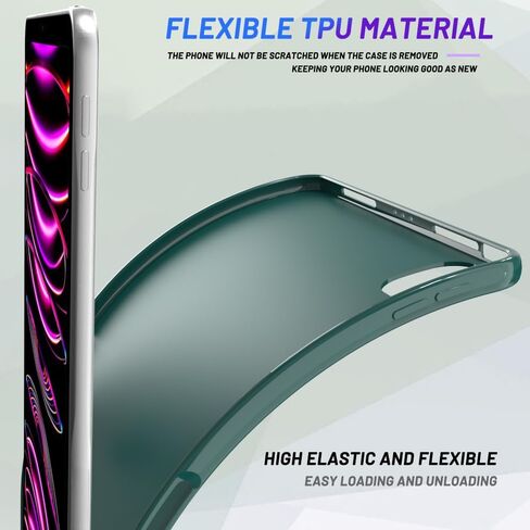 Callyue Slim Case for iPad Pro 11 Inch 4th/3rd/2nd Generation (2022/2021/2020), Ultra Thin Lightweight Matte Soft Flexible Frosted TPU Skin Bumper Back Cover Shell,Dark Night Green in Kuwait