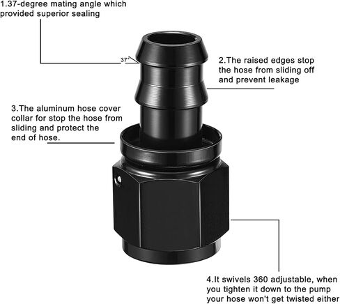 10AN 90 Degree Push Lock Hose End Fitting Aluminum Female Swivel to Push Lock Barb Type Fitting for Rubber Fuel Line in Saudi Arabia
