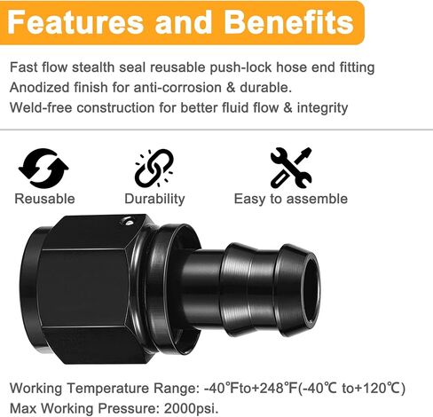 10AN 90 Degree Push Lock Hose End Fitting Aluminum Female Swivel to Push Lock Barb Type Fitting for Rubber Fuel Line in Saudi Arabia