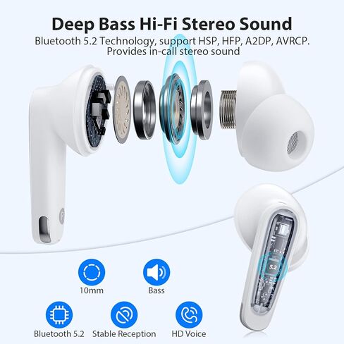 سماعات أذن لاسلكية بلوتوث 5.2 من COOYA لهواتف iPhone 16 15 Pro Max 14 13 سماعة رأس ستيريو للألعاب بخاصية إلغاء الضوضاء + 4 ميكروفونات داخل الأذن لهاتف Samsung S24 Ultra S23 S22 A15 A54 Flip6 Pixel 9 8 in Kuwait