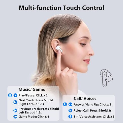 سماعات أذن لاسلكية بلوتوث 5.2 من COOYA لهواتف iPhone 16 15 Pro Max 14 13 سماعة رأس ستيريو للألعاب بخاصية إلغاء الضوضاء + 4 ميكروفونات داخل الأذن لهاتف Samsung S24 Ultra S23 S22 A15 A54 Flip6 Pixel 9 8 in Kuwait