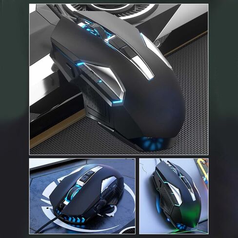 RGB Gaming Mouse, Backlit USB Wired Game Mouse Programmable Buttons/RGB Light, 7200 DPI, Support DIY Rapid Fire, for Windows PC and Laptop Gaming (Black) in Saudi Arabia