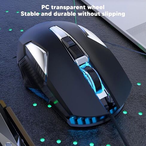 RGB Gaming Mouse, Backlit USB Wired Game Mouse Programmable Buttons/RGB Light, 7200 DPI, Support DIY Rapid Fire, for Windows PC and Laptop Gaming (Black) in Saudi Arabia