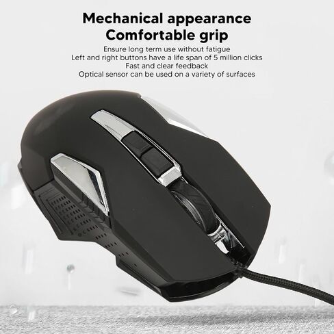 RGB Gaming Mouse, Backlit USB Wired Game Mouse Programmable Buttons/RGB Light, 7200 DPI, Support DIY Rapid Fire, for Windows PC and Laptop Gaming (Black) in Saudi Arabia