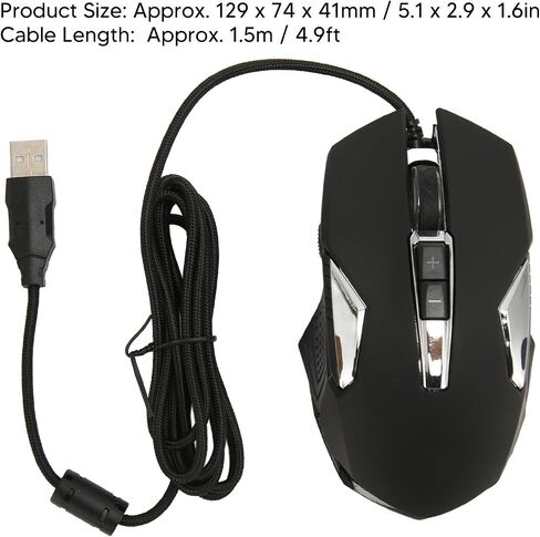 RGB Gaming Mouse, Backlit USB Wired Game Mouse Programmable Buttons/RGB Light, 7200 DPI, Support DIY Rapid Fire, for Windows PC and Laptop Gaming (Black) in Saudi Arabia