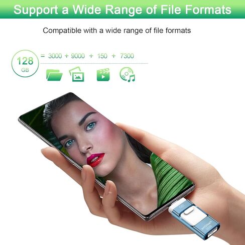 محرك أقراص فلاش للهاتف للصور سعة 128 جيجابايت، ومخزن نسخ احتياطي للصور USB من النوع C للوحة الهاتف وأجهزة الكمبيوتر المحمول التي تعمل بنظام Android (أزرق، U25) in Kuwait